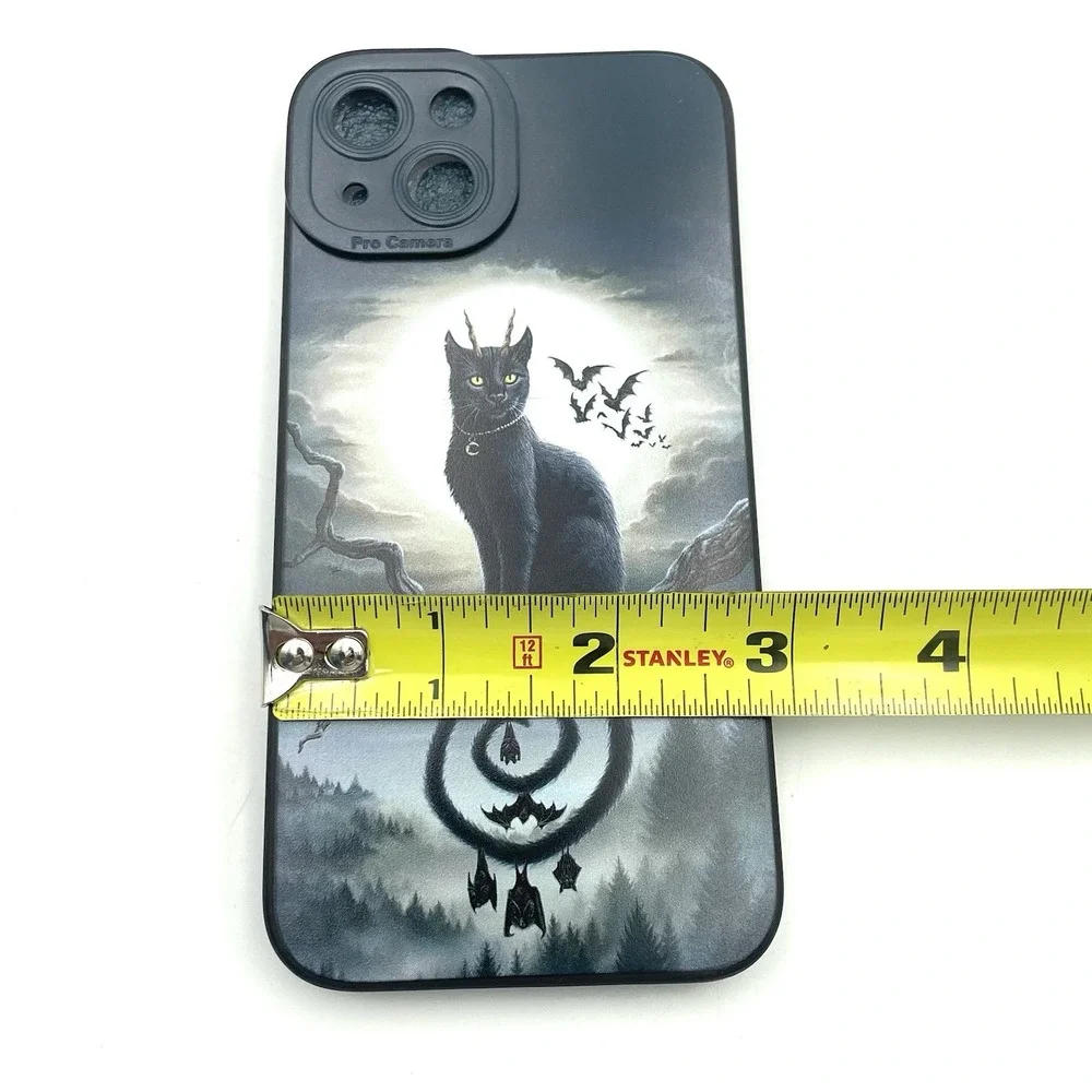 New iPhone 13 Gothic‎ Black Cat Bat Moon Phone Case Halloween Fantasy